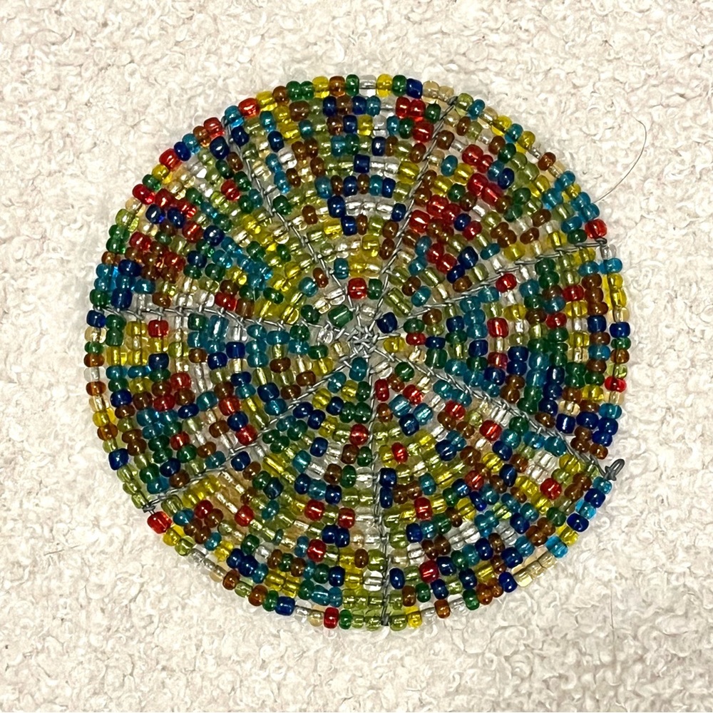 handmade south africa 🇿🇦 colorful beaded & wire coffee mug coaster